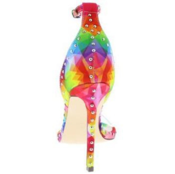 💙Multi Lucite Open Toe Stud Lined Stiletto Heel - Picture 2 of 3